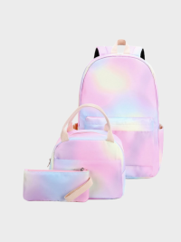 « Regenbogen Schulrucksack 3-teiliges Set für Mädchen: Großer Rucksack + Lunchtasche + Stifttasche – London: Ein modisches Must-Have »