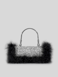 « Glitzernder Luxus: Die Giselle Abendtasche für Frauen – Ein Statement mit Straußenfeder, Kristall, Diamant und Strasssteinen »