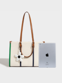 « Stil trifft auf Funktionalität: Die Große Leinwand Schultasche Arbeitstasche Laptop-Tasche mit kleinen Tasche – New York »
