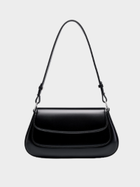 « Die Eleganz des Sleek Black Leather Baguette Schultertasche – Leder Tasche 011: Ein Mode-Muss »